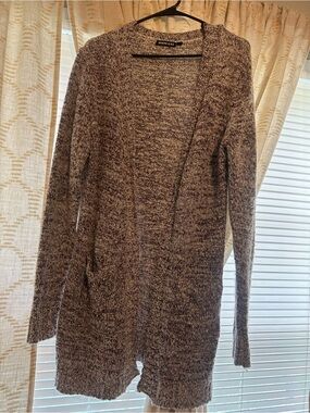 Domani Open-Front Marled Gray Cardigan